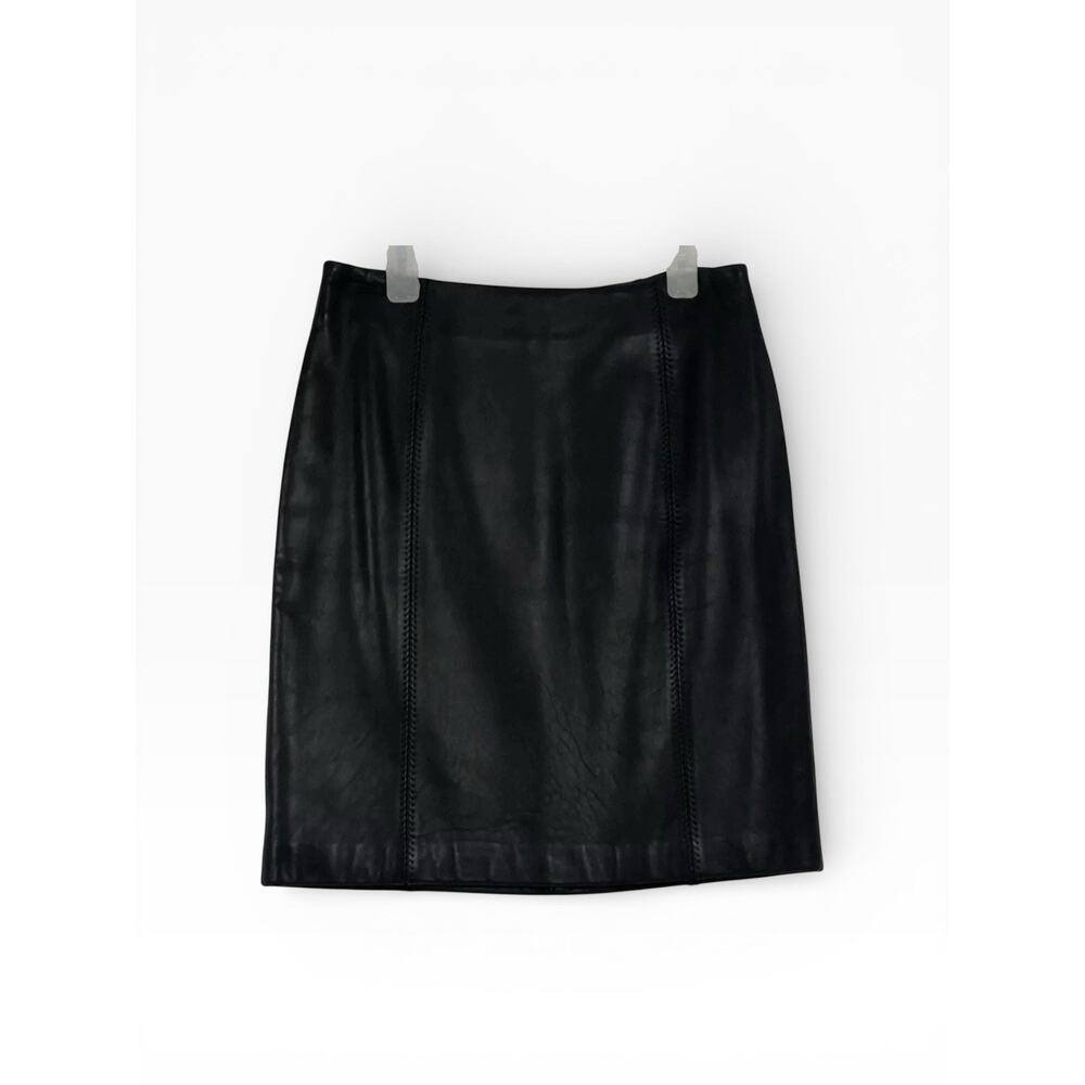 Vintage 90s Petite Sophisticate Women’s 2 Black Leather Skirt Straight Classic